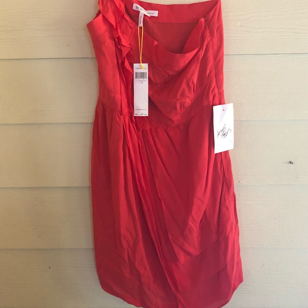 One Shoulder Red BCBG Dress Size 10